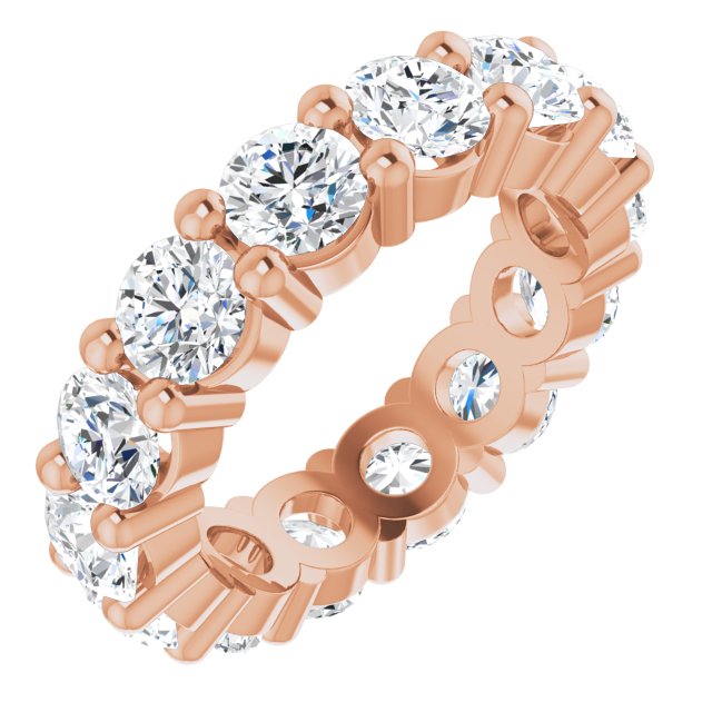 10K Gold Round Natural Diamond Shared-Prong Eternity Band – 4.1 mm Stones - Rose Gold