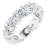 14K Gold Round Lab-Grown Diamond Shared-Prong Eternity Band – 4.1 mm Stones - White Gold