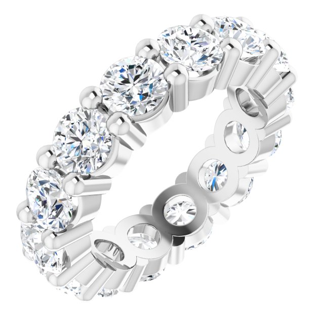 10K Gold Round Natural Diamond Shared-Prong Eternity Band – 4.1 mm Stones - White Gold