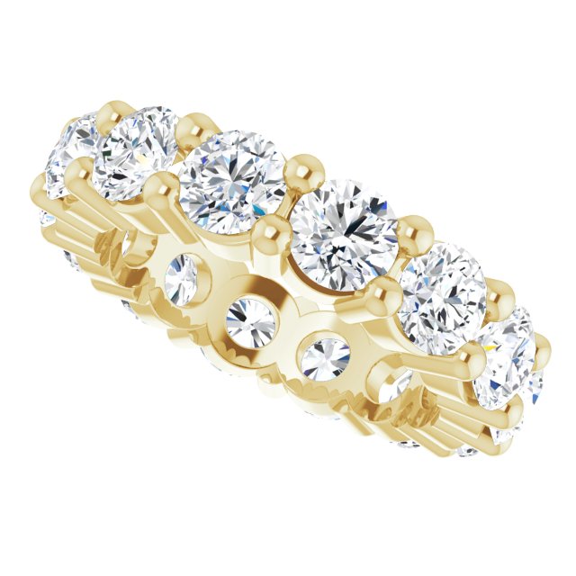 10K Gold Round Natural Diamond Shared-Prong Eternity Band – 4.1 mm Stones - Yellow Gold - view 5
