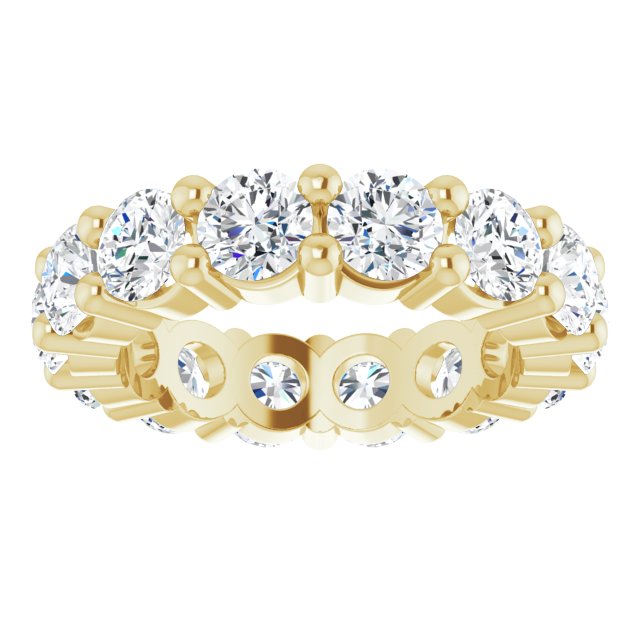 10K Gold Round Lab-Grown Diamond Shared-Prong Eternity Band – 4.1 mm Stones - Yellow Gold - view 3