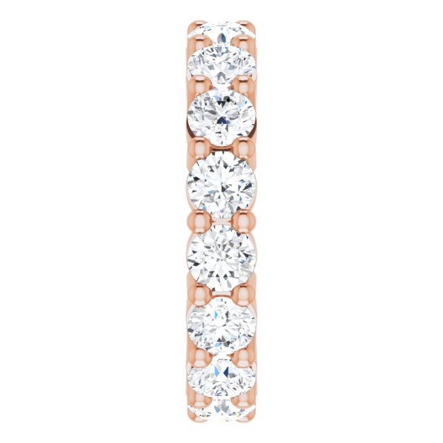 10K Gold Round Lab-Grown Diamond Shared-Prong Eternity Band – 4.1 mm Stones - Rose Gold - view 4