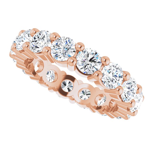 10K Gold Round Lab-Grown Diamond Shared-Prong Eternity Band – 4.1 mm Stones - Rose Gold - view 5