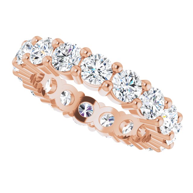 10K Gold Round Lab-Grown Diamond Shared-Prong Eternity Band – 4.1 mm Stones - Rose Gold - view 5