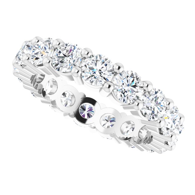 10K Gold Round Lab-Grown Diamond Shared-Prong Eternity Band – 4.1 mm Stones - White Gold - view 5