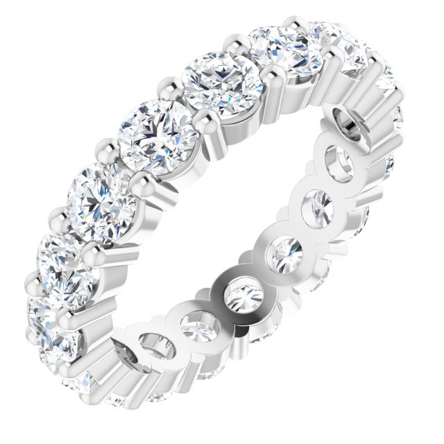 10K Gold Round Lab-Grown Diamond Shared-Prong Eternity Band – 4.1 mm Stones - White Gold