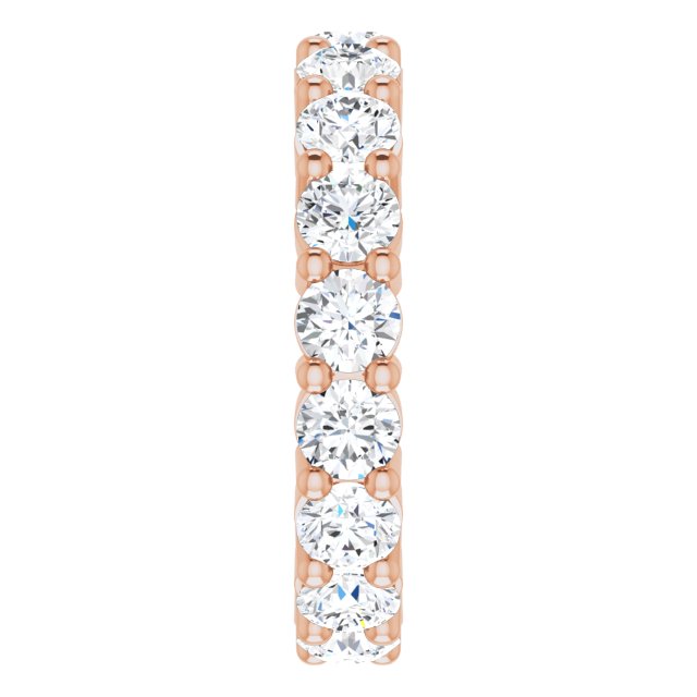 10K Gold Round Lab-Grown Diamond Shared-Prong Eternity Band – 4.1 mm Stones - Rose Gold - view 4