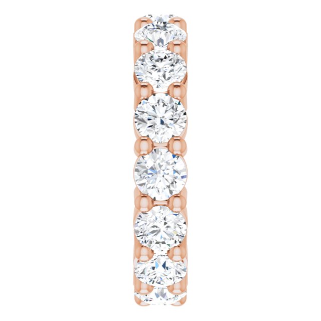 10K Gold Round Lab-Grown Diamond Shared-Prong Eternity Band – 4.1 mm Stones - Rose Gold - view 4