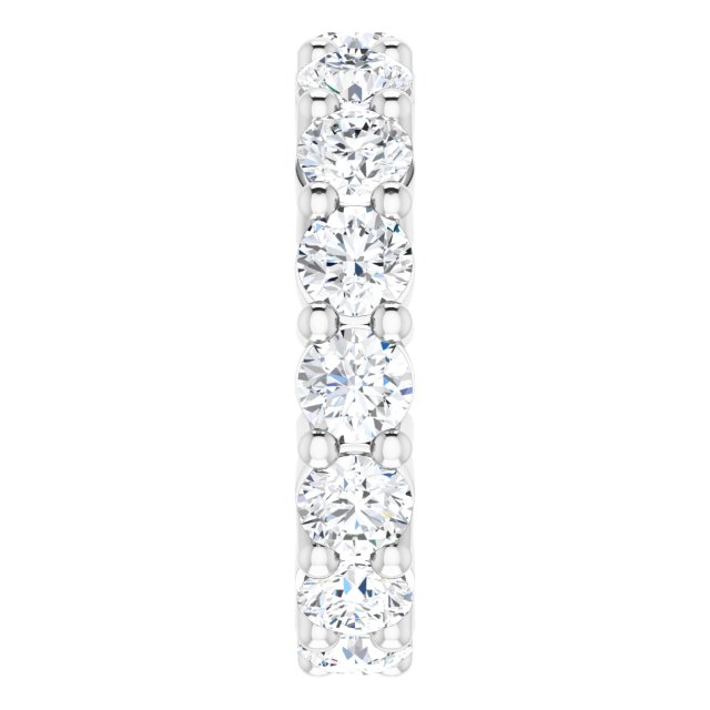 10K Gold Round Lab-Grown Diamond Shared-Prong Eternity Band – 4.1 mm Stones - White Gold - view 4