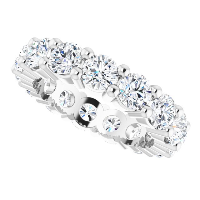 10K Gold Round Lab-Grown Diamond Shared-Prong Eternity Band – 4.1 mm Stones - White Gold - view 5