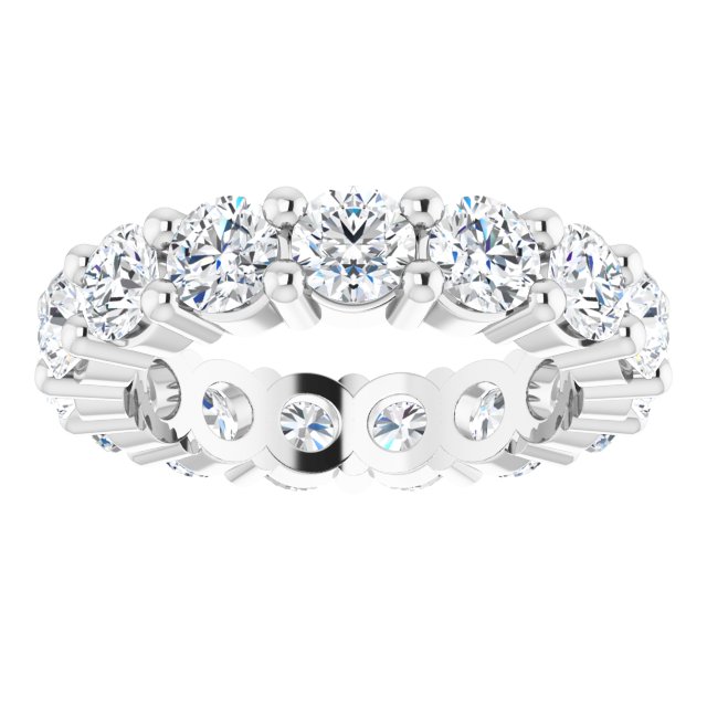 10K Gold Round Lab-Grown Diamond Shared-Prong Eternity Band – 4.1 mm Stones - White Gold - view 3
