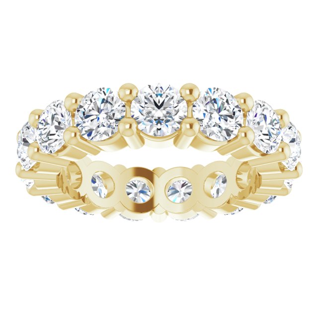 14K Gold Round Lab-Grown Diamond Shared-Prong Eternity Band – 4.1 mm Stones - Yellow Gold - view 3