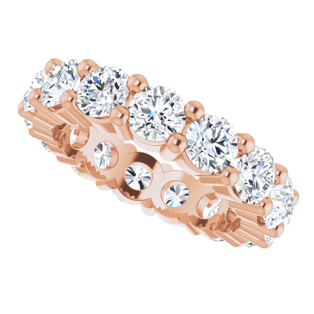 10K Gold Round Lab-Grown Diamond Shared-Prong Eternity Band – 4.1 mm Stones - Rose Gold - view 5