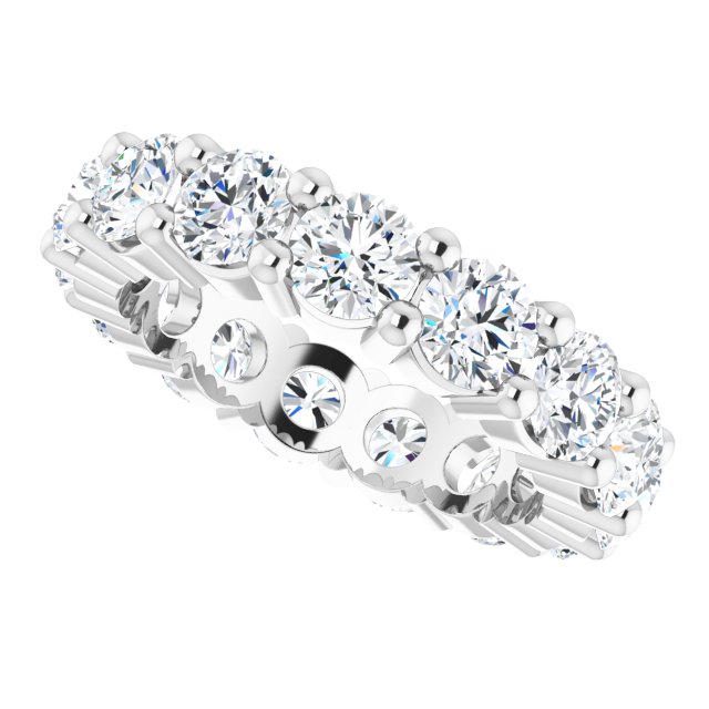 10K Gold Round Lab-Grown Diamond Shared-Prong Eternity Band – 4.1 mm Stones - White Gold - view 5