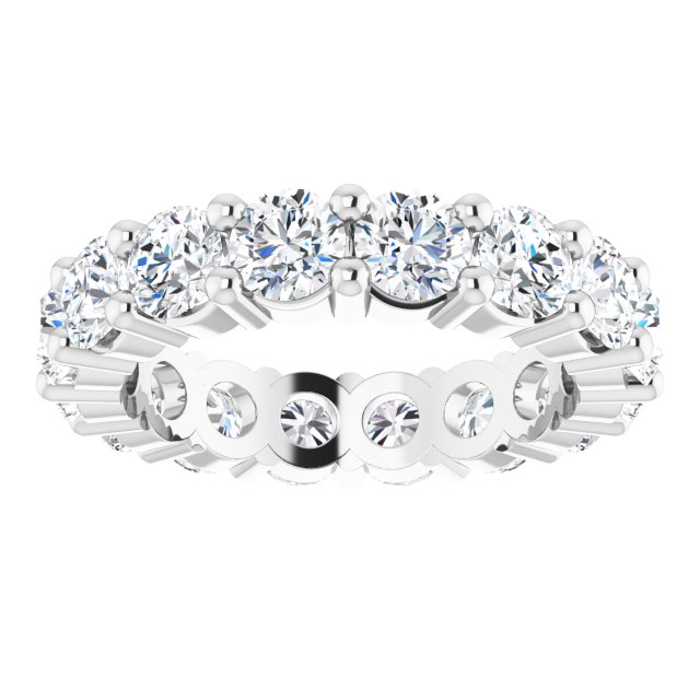 10K Gold Round Lab-Grown Diamond Shared-Prong Eternity Band – 4.1 mm Stones - White Gold - view 3