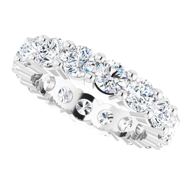 10K Gold Round Lab-Grown Diamond Shared-Prong Eternity Band – 4.1 mm Stones - White Gold - view 5