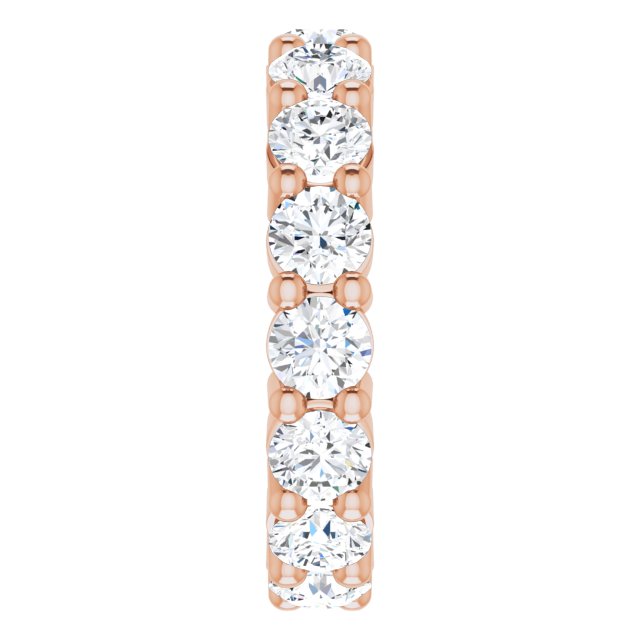 10K Gold Round Lab-Grown Diamond Shared-Prong Eternity Band – 4.1 mm Stones - Rose Gold - view 4