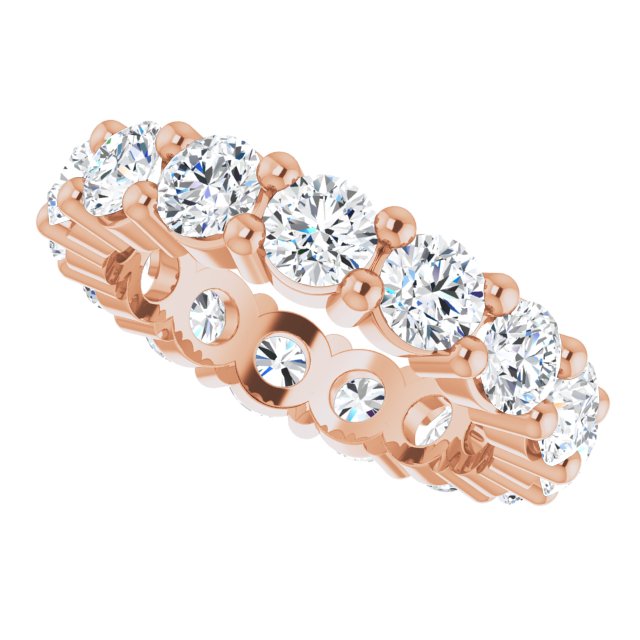 10K Gold Round Lab-Grown Diamond Shared-Prong Eternity Band – 4.1 mm Stones - Rose Gold - view 5