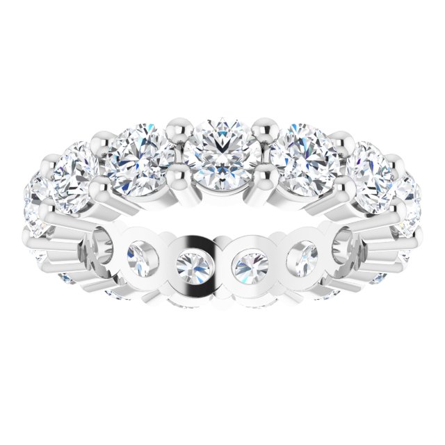 10K Gold Round Lab-Grown Diamond Shared-Prong Eternity Band – 4.1 mm Stones - White Gold - view 3