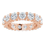 10K Gold Round Lab-Grown Diamond Shared-Prong Eternity Band – 4.1 mm Stones - Rose Gold - view 3