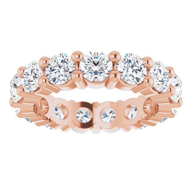 10K Gold Round Lab-Grown Diamond Shared-Prong Eternity Band – 4.1 mm Stones - Rose Gold - view 3