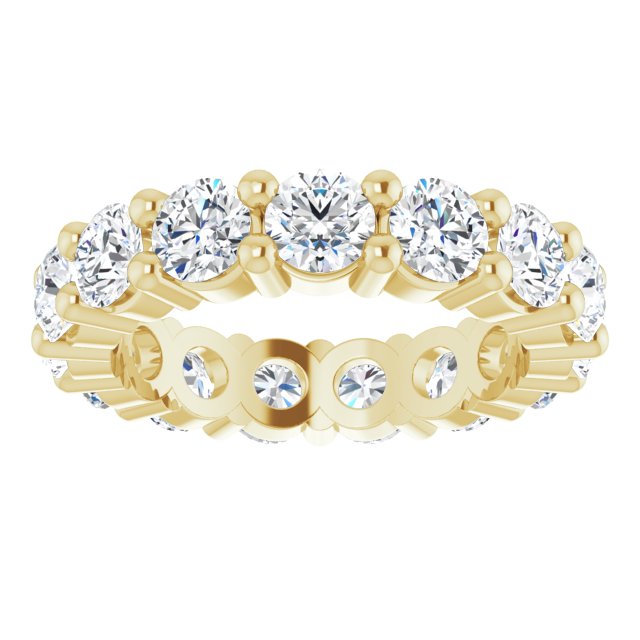 14K Gold Round Lab-Grown Diamond Shared-Prong Eternity Band – 4.1 mm Stones - Yellow Gold - view 3
