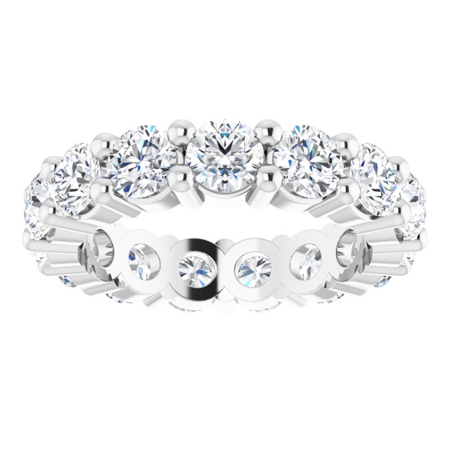 10K Gold Round Lab-Grown Diamond Shared-Prong Eternity Band – 4.1 mm Stones - White Gold - view 3