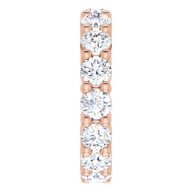 10K Gold Round Lab-Grown Diamond Shared-Prong Eternity Band – 4.1 mm Stones - Rose Gold - view 4