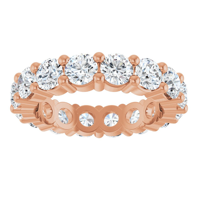 10K Gold Round Lab-Grown Diamond Shared-Prong Eternity Band – 4.1 mm Stones - Rose Gold - view 3
