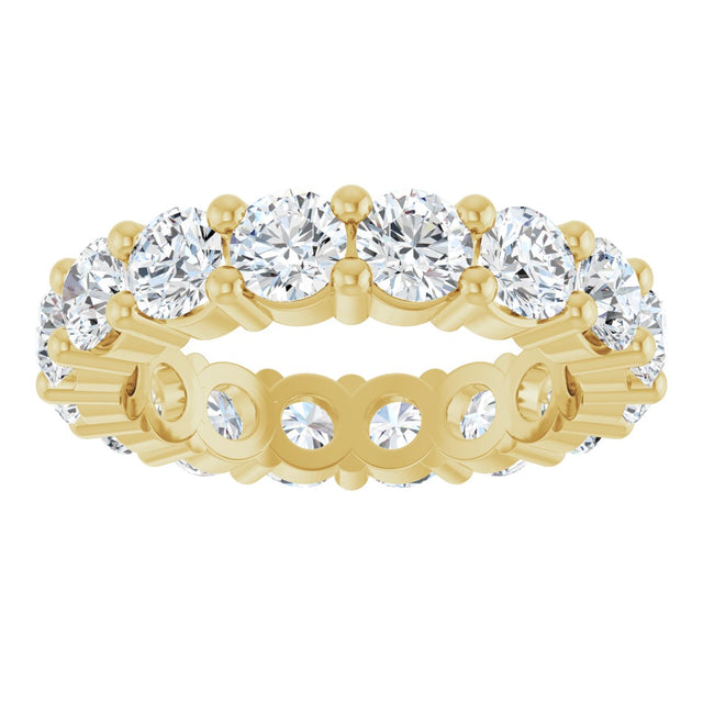 10K Gold Round Lab-Grown Diamond Shared-Prong Eternity Band – 4.1 mm Stones - Yellow Gold - view 3