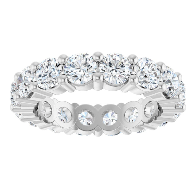 10K Gold Round Lab-Grown Diamond Shared-Prong Eternity Band – 4.1 mm Stones - White Gold - view 3