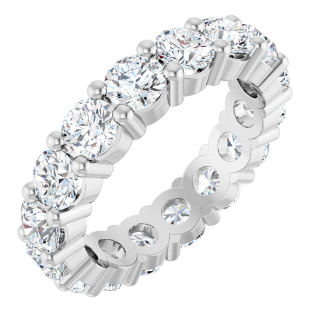 14K Gold Round Lab-Grown Diamond Shared-Prong Eternity Band – 4.1 mm Stones - White Gold