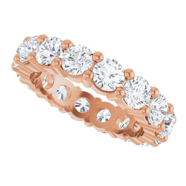 10K Gold Round Lab-Grown Diamond Shared-Prong Eternity Band – 4.1 mm Stones - Rose Gold - view 5