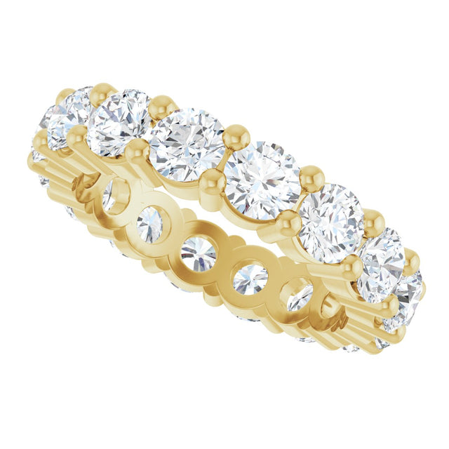 10K Gold Round Natural Diamond Shared-Prong Eternity Band – 4.1 mm Stones - Yellow Gold - view 5