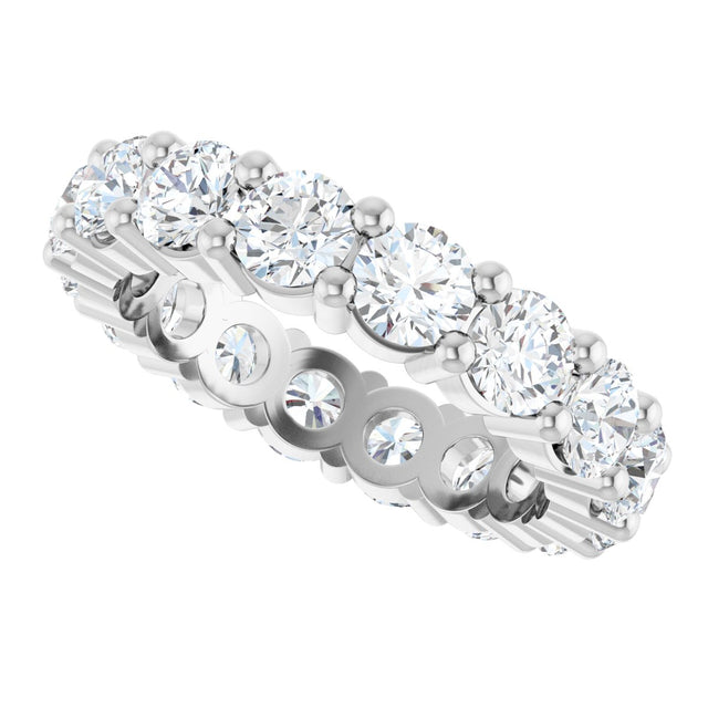 10K Gold Round Lab-Grown Diamond Shared-Prong Eternity Band – 4.1 mm Stones - White Gold - view 5