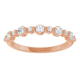 14K Gold Round Lab-Grown Diamond Shared-Prong Accented Anniversary Band – 1/3–5/8 CTW - Rose Gold - view 3