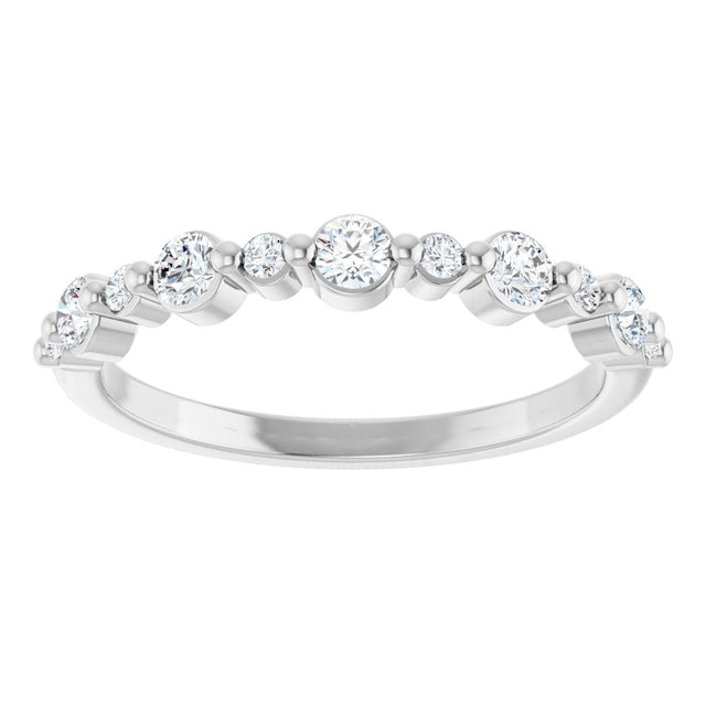 14K Gold Round Lab-Grown Diamond Shared-Prong Accented Anniversary Band – 1/3–5/8 CTW - White Gold - view 3