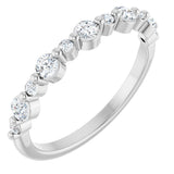 Platinum Round Natural Diamond Shared-Prong Accented Anniversary Band – 3/8–1/2 CTW