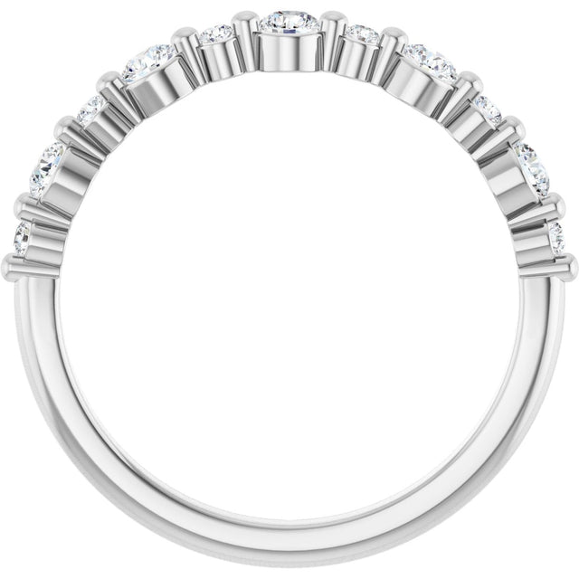 14K Gold Round Lab-Grown Diamond Shared-Prong Accented Anniversary Band – 1/3–5/8 CTW - White Gold - view 2