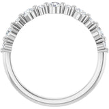 Platinum Round Natural Diamond Shared-Prong Accented Anniversary Band – 3/8–1/2 CTW - view 2