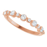 14K Gold Round Lab-Grown Diamond Shared-Prong Accented Anniversary Band – 1/3–5/8 CTW - Rose Gold - view 5