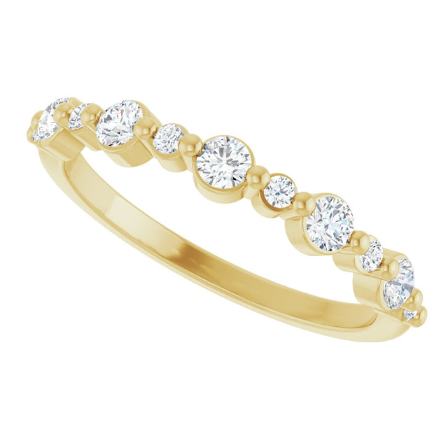 14K Gold Round Lab-Grown Diamond Shared-Prong Accented Anniversary Band – 1/3–5/8 CTW - Yellow Gold - view 5