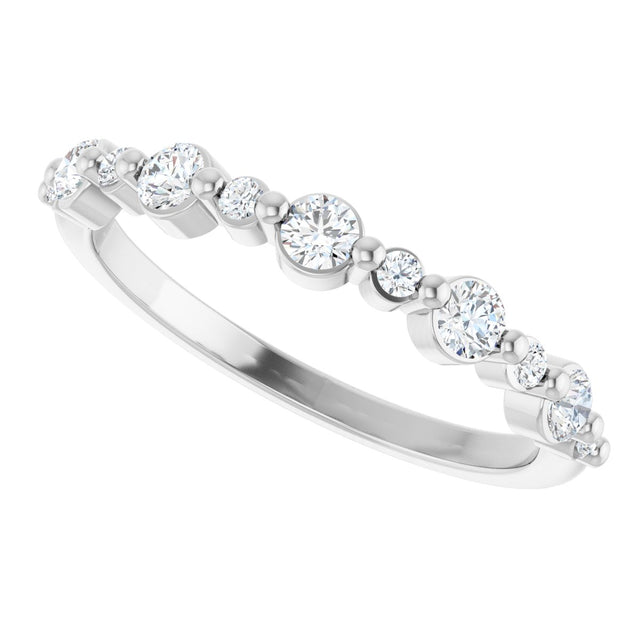 Platinum Round Natural Diamond Shared-Prong Accented Anniversary Band – 3/8–1/2 CTW - view 5