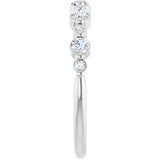 14K Gold Round Natural Diamond Shared-Prong Accented Anniversary Band – 3/8–1/2 CTW - White Gold - view 4