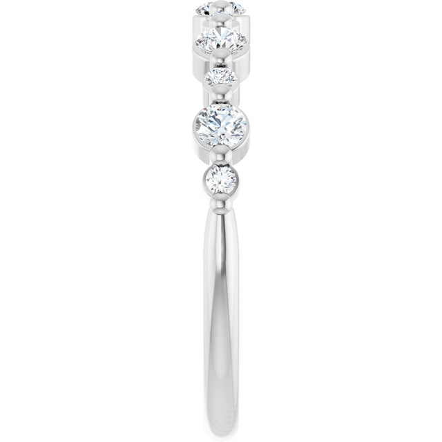 14K Gold Round Lab-Grown Diamond Shared-Prong Accented Anniversary Band – 1/3–5/8 CTW - White Gold - view 4