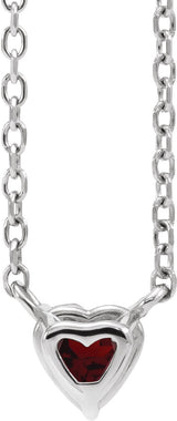 Platinum Heart Natural Mozambique Garnet Solitaire Necklace - view 6