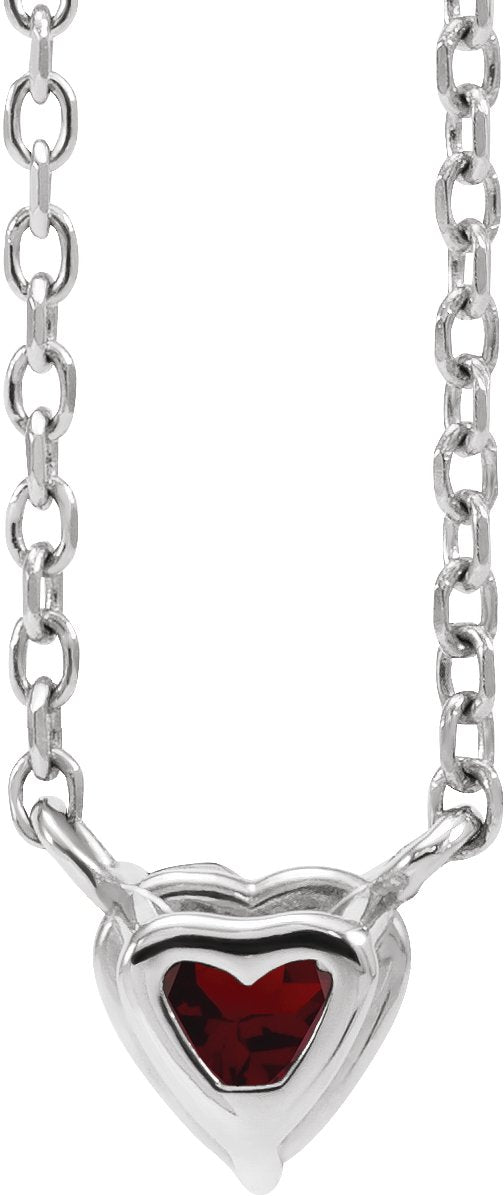 Platinum Heart Natural Mozambique Garnet Solitaire Necklace - view 6