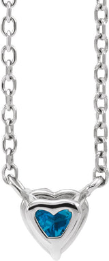 Platinum Heart Natural London Blue Topaz Solitaire Necklace - view 6