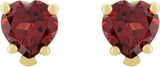 14K Gold Natural Mozambique Garnet Heart 5-Prong V-End Stud Earrings - Yellow Gold - view 4