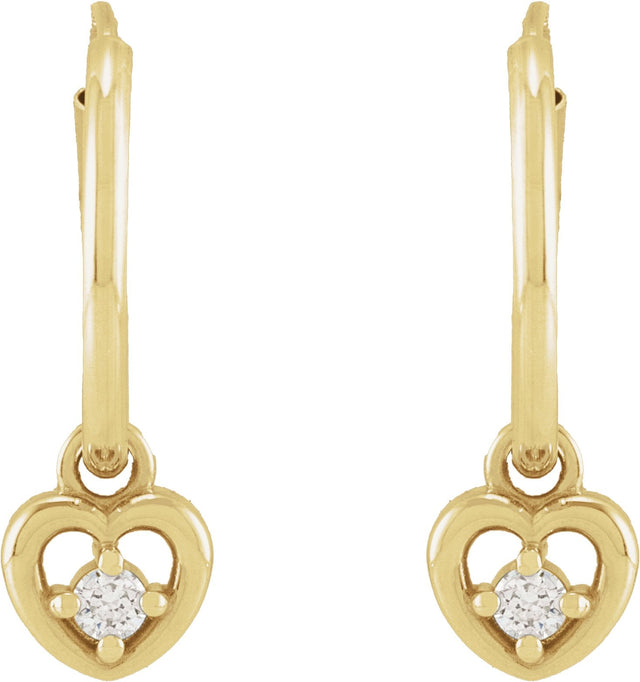 14K Gold Round Natural Diamond Heart Hoop Earrings - Rose Gold - view 7